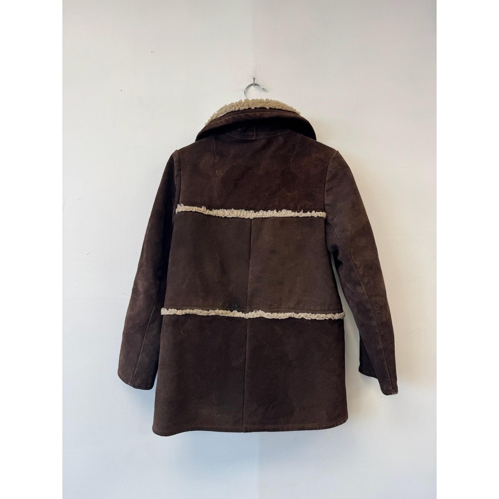 Vintage Abercrombie & Fitch Coat Womens‎ Medium Brown Suede Faux Shearling 70s - Picture 3 of 6